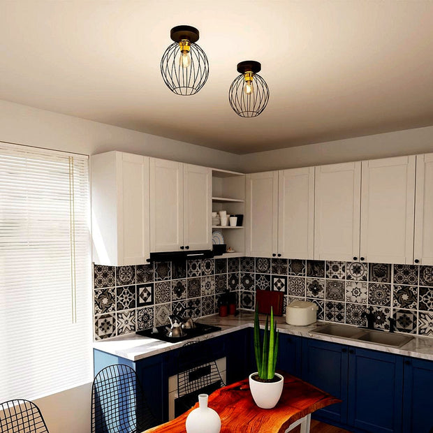 Rund Metall Svart Taklampa Kök - PlafondLjus