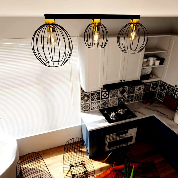 Rund Metall Svart Taklampa Kök - PlafondLjus