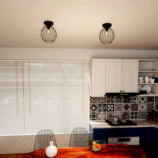 Rund Metall Svart Taklampa Kök - PlafondLjus