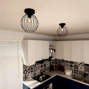 Rund Metall Svart Taklampa Kök - PlafondLjus