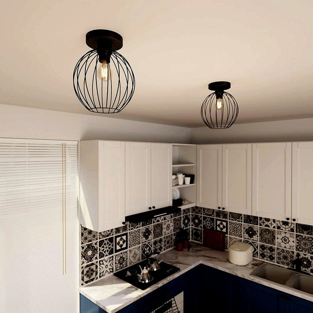 Rund Metall Svart Taklampa Kök - PlafondLjus