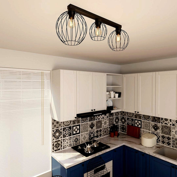 Rund Metall Svart Taklampa Kök - PlafondLjus