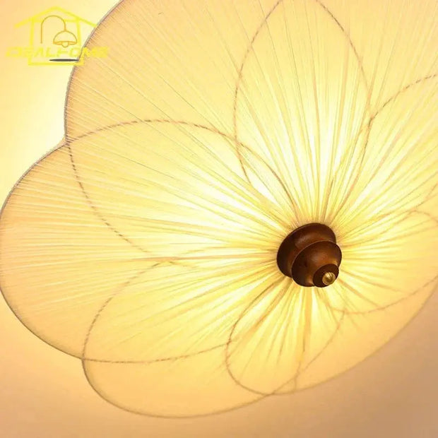 Fransk medeltida retro taklampa i plommonblomma – LED-lampa i massiv trä E27 för sovrum & vardagsrum - PlafondLjus