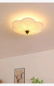 Fransk medeltida retro taklampa i plommonblomma – LED-lampa i massiv trä E27 för sovrum & vardagsrum - PlafondLjus