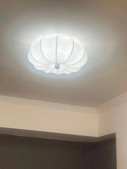 Rund taklampa för vardagsrum – Retro tygskärm med träaccenter för sovrum & matsal - PlafondLjus