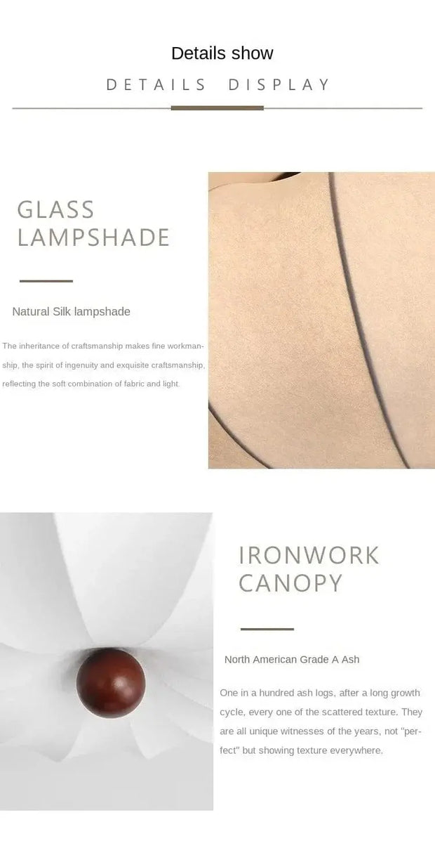 Rund taklampa för vardagsrum – Retro tygskärm med träaccenter för sovrum & matsal - PlafondLjus