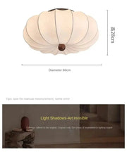 Rund taklampa för vardagsrum – Retro tygskärm med träaccenter för sovrum & matsal - PlafondLjus