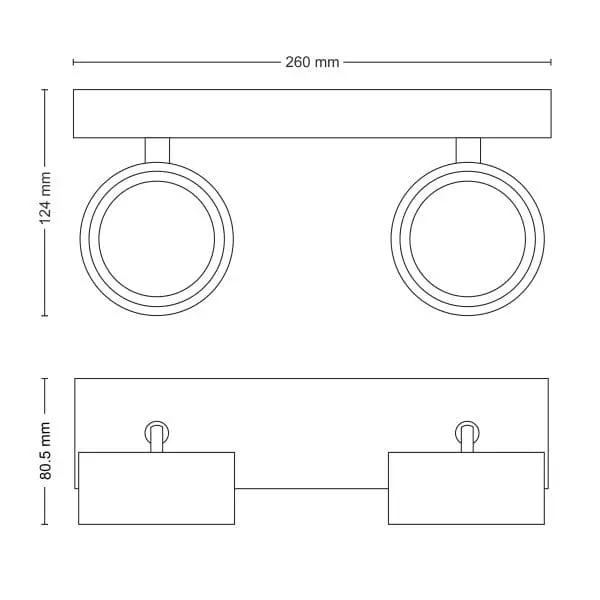 Plafond 2 LED-spotlights vit 2700K IP20 - PlafondLjus