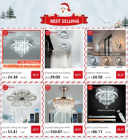 Plafond årtionde 50 kristall och glas krom 20 lampor - PlafondLjus