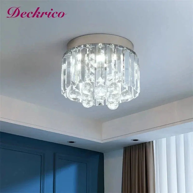 Plafond årtionde 50 kristall och glas krom 20 lampor - PlafondLjus