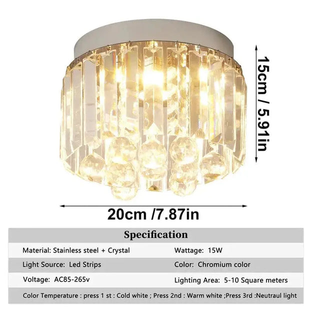 Plafond årtionde 50 kristall och glas krom 20 lampor - PlafondLjus