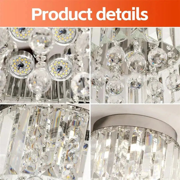 Plafond årtionde 50 kristall och glas krom 20 lampor - PlafondLjus