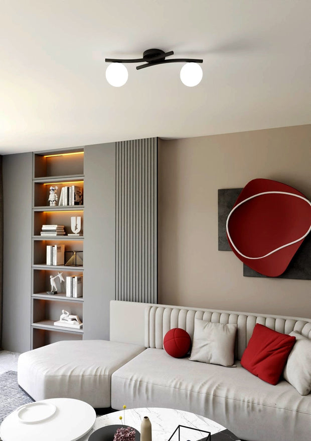 Svart glastaklampa Vardagsrum - PlafondLjus