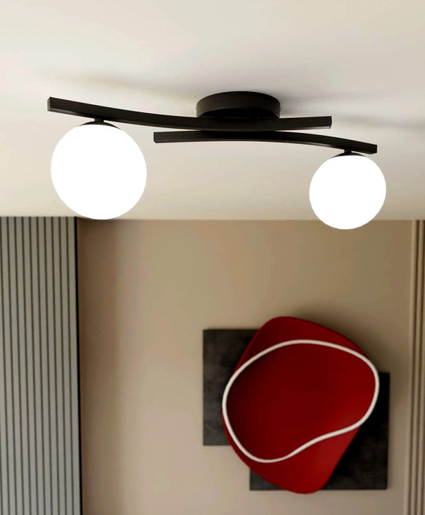 Svart glastaklampa Vardagsrum - PlafondLjus