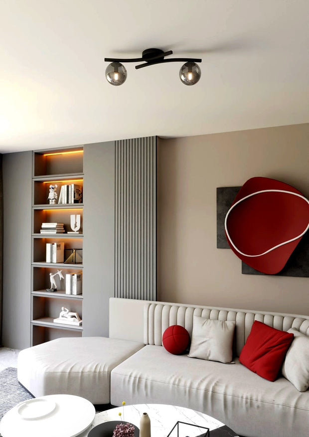 Svart glastaklampa Vardagsrum - PlafondLjus