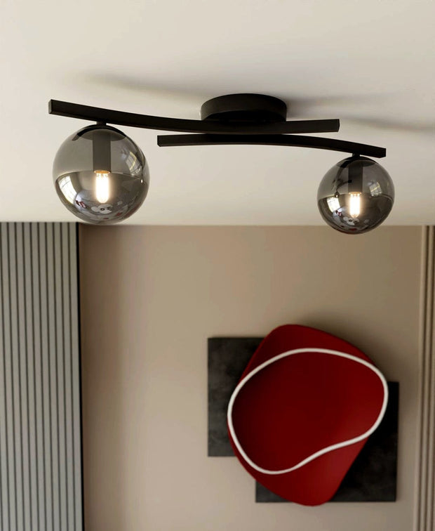 Svart glastaklampa Vardagsrum - PlafondLjus