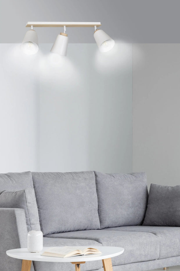 Plafond i trä och vit E27 IP20 - PlafondLjus