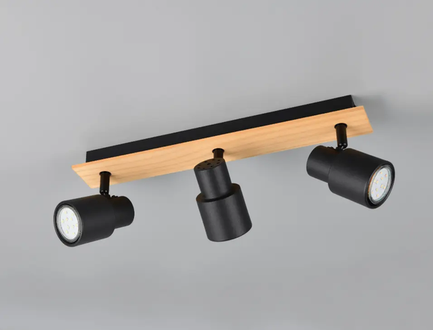 Plafond i trä och svart metall för sovrum - PlafondLjus