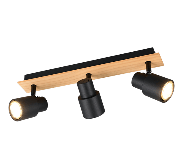 Plafond i trä och svart metall för sovrum - PlafondLjus