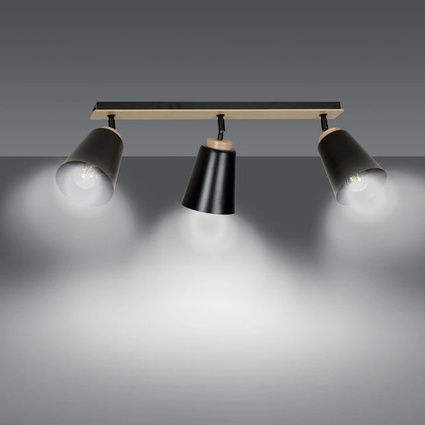 Plafond i trä och svart E27 IP20 90 cm - PlafondLjus