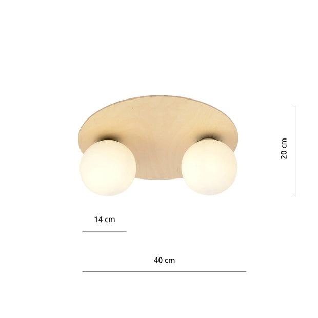 Plafond cirkel i stål och plywood Ø40 cm LED - PlafondLjus