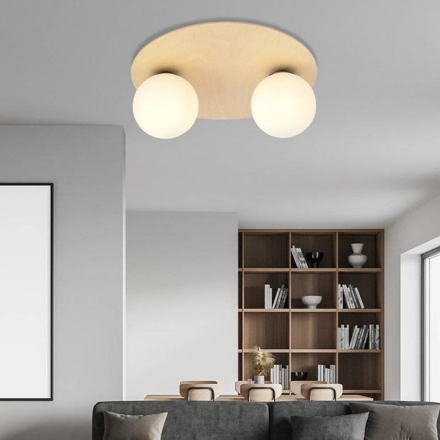 Plafond cirkel i stål och plywood Ø40 cm LED - PlafondLjus