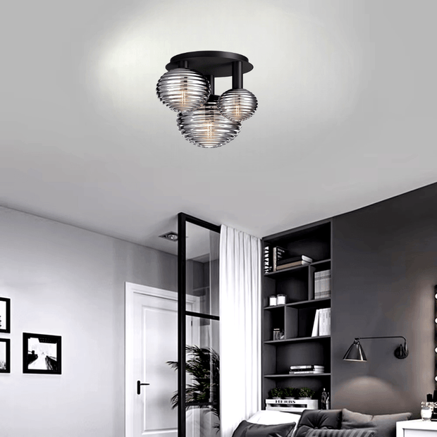 Svarttonat Glastaklampa Badrum - PlafondLjus