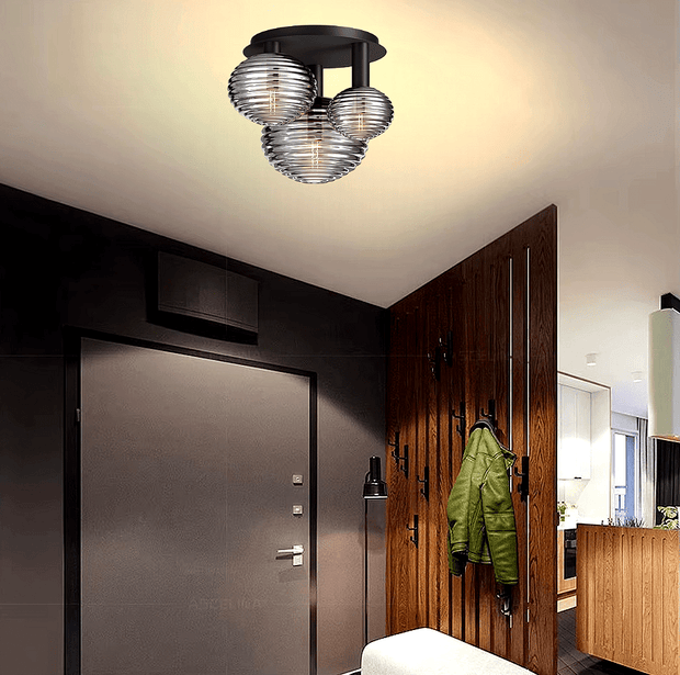 Svarttonat Glastaklampa Badrum - PlafondLjus