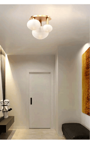 Vitt Glas Mässing Taklampa Vardagsrum - PlafondLjus